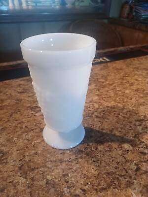 #ad Milk Glass White Glasses Vases Grape Vine Design Pre owned $9.99