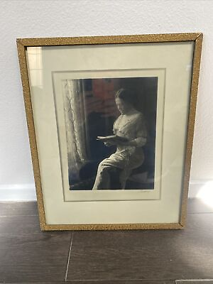 #ad Antique Woman Reading Framed Buckley $149.99