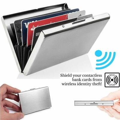 #ad Aluminum Metal Slim Scan Credit Card Holder Blocking Case New Wallet USH $4.14