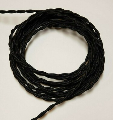#ad #ad 25 ft. BLACK RAYON TWISTED LAMP CORD ANTIQUE VINTAGE STYLE 2 CONDUCTOR 30269K $34.00