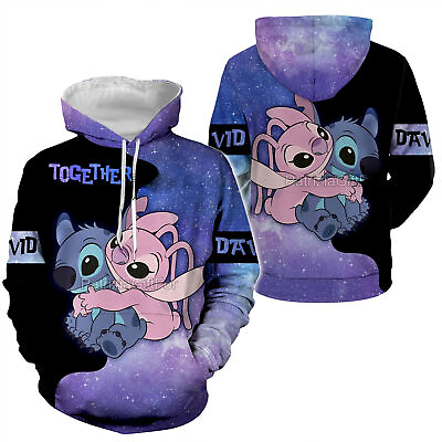 #ad Personalized Ohana Couple Angel And Stitch Valentine 3D HOODIE US SIZE $37.98