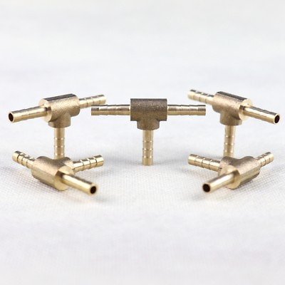 #ad 5Pcs HOSE BARB TEE Brass Pipe 3 WAY T Fitting Thread Gas Fuel Water 1 8quot;4mm $9.23