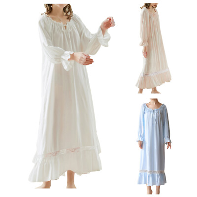 #ad Women#x27;s Victorian Nightgown Long Sleeve Nightgowns Vintage Autumn Night Shirt $21.99