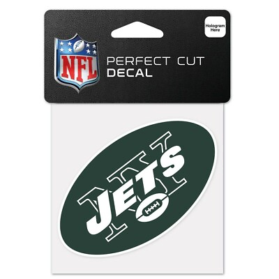 #ad NFL New York Jets Wincraft 4quot;x 4quot; Color Perfect Cut Peel Decal NEW $9.99