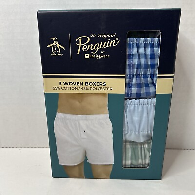 #ad 3 PACK Penguin by Munsingwear Woven Boxers Underwear Mens Large $16.00
