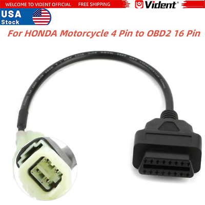 #ad For Honda Motorcycle 4Pin To 16 Pin OBD2 Cable Adapter Diagnostic Connector $4.55