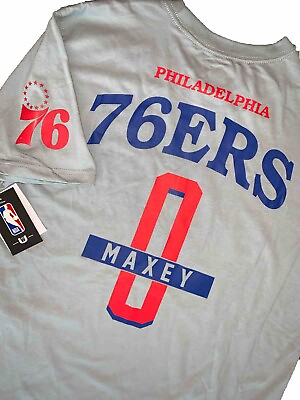 #ad NWT Mens Philadelphia 76ers TYRESE MAXEY GHOST TOWN S S NBA Tee Shirt GRAY LARGE $30.00