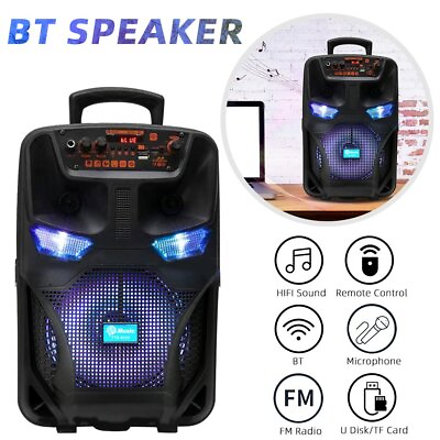 #ad 6000W 8” Wireless Portable Bluetooth Speaker Subwoofer Heavy Sound System Party $36.09