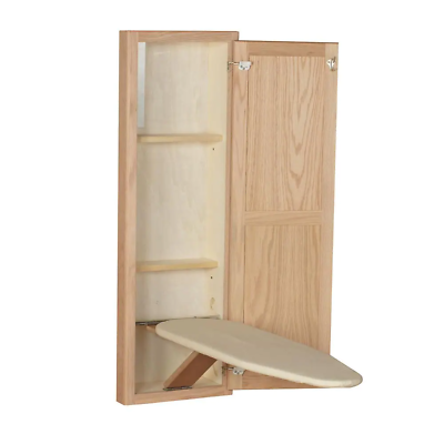 #ad In Wall Cabinet Ironing Board in Unfinished Oak Wood with 2 Storage Shelves New $319.92