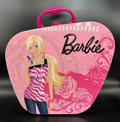 #ad Barbie Pink Hard Shell Carry Toy Case w Graphics amp; Handle Snap Close 12.5quot; $21.99