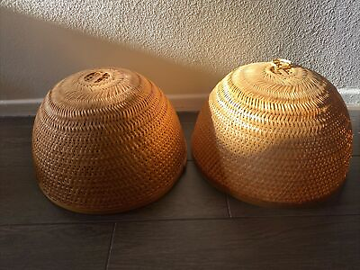 #ad Eco Friendly Cane Rattan Wicker Hanging Lamp Ceiling Lamp Shade Pair $79.99