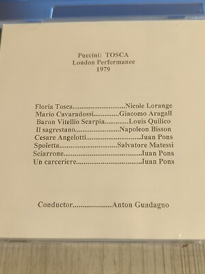 #ad Live Opera Recording CD1841 Tosca Lorange Aragall Quilico Bisson Pons Matessi $11.99
