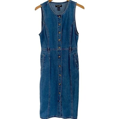 #ad 90’s Gloria Vanderbilt Jeans Denim Jumper Dress Size Medium Petite $38.00