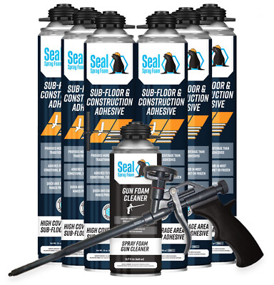 #ad Seal Spray Sub Floor amp; Construction Adhesive 6 24oz Cans 15quot; Gun amp; Cleaner $79.99