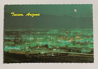 #ad Tucson Arizona at Night As Seen From quot;Aquot; Mountain Postcard $3.24