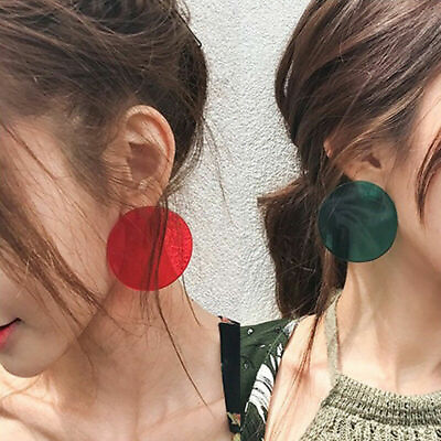 #ad Women Transparent Geometric Circle Stud Acrylic Color Earrings Round Candy $1.25