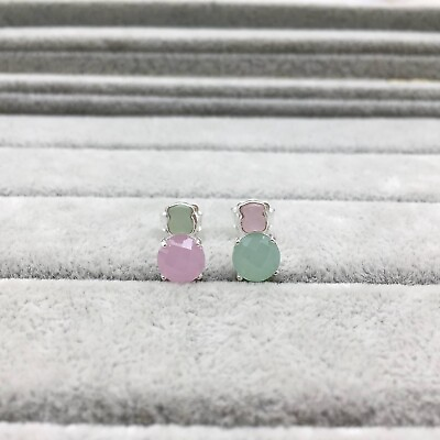 #ad Mini Color Earrings in Silver with Amazonite and Pink Quartz $59.99
