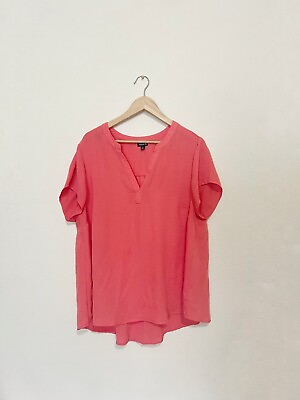 #ad Torrid Notch Neck Coral 2 2X Short Sleeve Blouse Top Breathable Women’s $17.00
