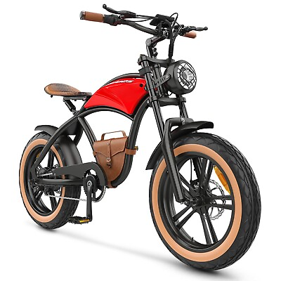 #ad Fat Tire Electric Bike 1000W Cowboy Style Retro Snow E Bike with Leather Bags $999.99