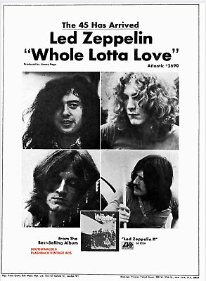 #ad 1969 Led Zeppelin quot;Whole Lotta Lovequot; Classic Song Release Promo Ad RePrint C $11.95