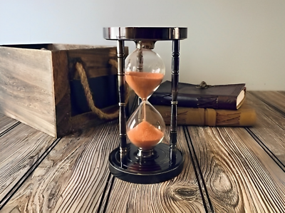 #ad 5 Minute Brass Sand Hourglass With Compass On Top Desk Timer amp;Clock $44.94