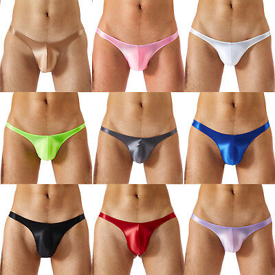 #ad US Mens Sexy Low Waist Briefs Bikini Stretchy Glossy Thong Swim Trunk Underwear $8.36