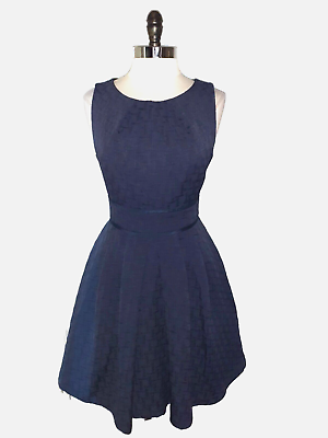 #ad ELIZA J Size 12 Fit and Flare Dress Blue Sleeveless Textured Pockets $34.99