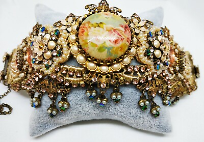 #ad Gorgeous Michal Negrin Multicolor Crystal Flowers Bracelet Unique. $369.75