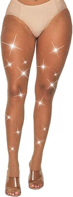 #ad Women#x27;s Superpoch Fashion Rhinestone Fishnet Stockings Size L XL NWT $9.99