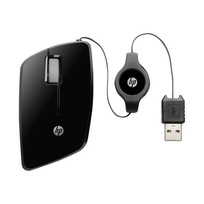 #ad Hp Retractable Mini USB Corded Wired Mouse Window Notebook Laptop Mac $9.99