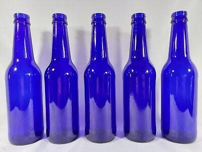 #ad 5 Cobalt Blue Beer BOTTLES Bottle Trees Brewing Floral Crafts Center Piece $9.95