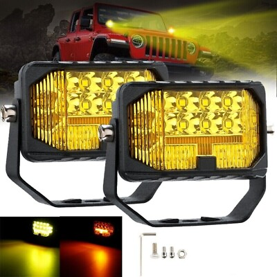 #ad 3inch Amber Yellow Side Shooting LED Work Light Bar Pod Offroad Driving Fog Lamp $39.59