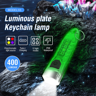 #ad BORUiT Mini Pocket LED Flashlight Keychain Torch Rechargeable Light Lamp Camping $13.99