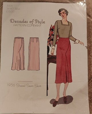 #ad Decades of Style Pattern #3004 1930s Shaped Seam Skirt $9.00