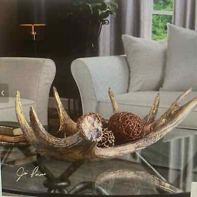 #ad Uttermost 20152 Moose Antler 24 inch wide poly resin rustic bowl by Jim Parsons $199.00