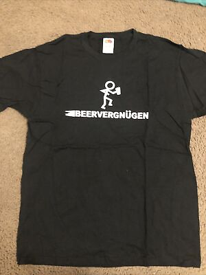 #ad Beervergnugen Adult Mens T Shirt Black Short Sleeve New Size Large $8.50