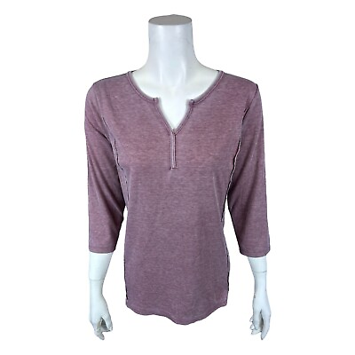 #ad AnyBody Women#x27;s Washed Burnout Ribbed Peasant Tunic Blouse Top Garnet 1X Size $20.00