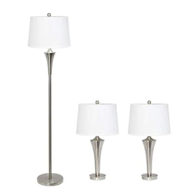 #ad Elegant Designs Table and 1 Floor Lamp SeT 62quot;X16quot; Brushed Nickel 2 Modern 3Pack $122.68
