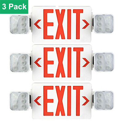 #ad 3 pack UL LED Emergency Exit Sign Light AC 120V 277V Dual LED Lamp ABS $73.99