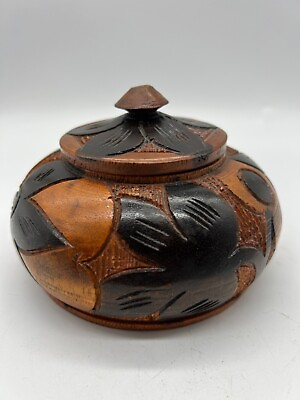 #ad Wooden Jar Vintage Handmade Handturned Lidded wooden jar $24.00