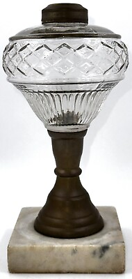 #ad Antique Composite Kerosene Oil Lamp LATTICE BAND and RIB Described Thuro 2 41 k $95.00