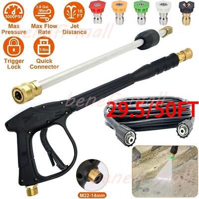 #ad 3000 PSI High Pressure Car Power Washer Spray Gun Wand Nozzles And Hose Kit M22 $25.99