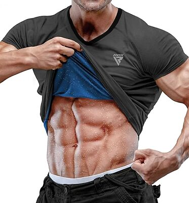 #ad RDX Sauna Shirt Heat Trapping Sweat Suit Gym T Shirt Workout Tank Top Trimmer $24.99