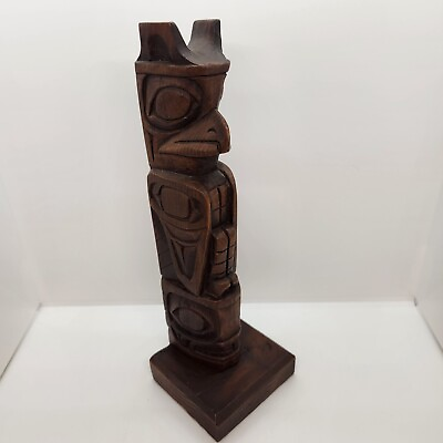 #ad Wood Sculpture Alaska Sculpture Totem Pole $82.46