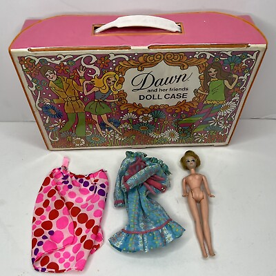 #ad 1971 Topper Corp. Dawn amp; Her Friends Doll Case Doll And Clothes Lot $50.99