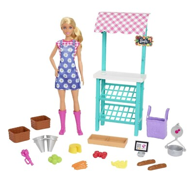 #ad Barbie Careers Doll amp; Playset Farmers Market Theme with Blonde Fashion Doll $18.99