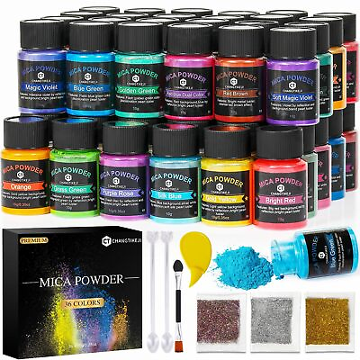 #ad Mica Powder，36 Colors 10g Bottle of Natural Pigment Powder for Epoxy Resi... $32.41