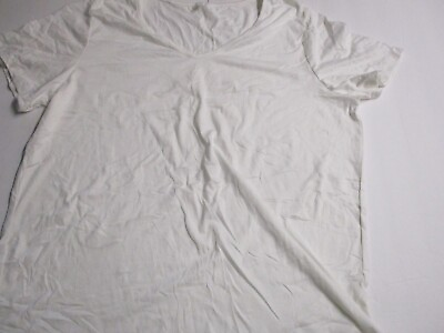 #ad Womens white short sleeve v neck shirt sz 3xl $13.98