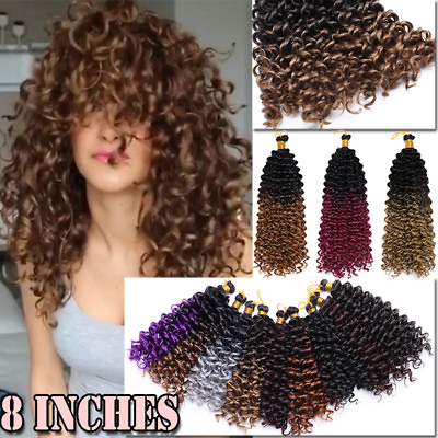 #ad Short Crochet Water Wave Jerry Curly Thick Bobble Hair Extensions As Human Box H $14.50