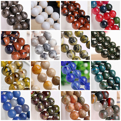 #ad Round 4mm 6mm 8mm 10mm 12mm Natural Stone Gemstone Loose Beads Jewelry Making $3.73